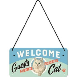 Metalen hangbord Welcome Cat